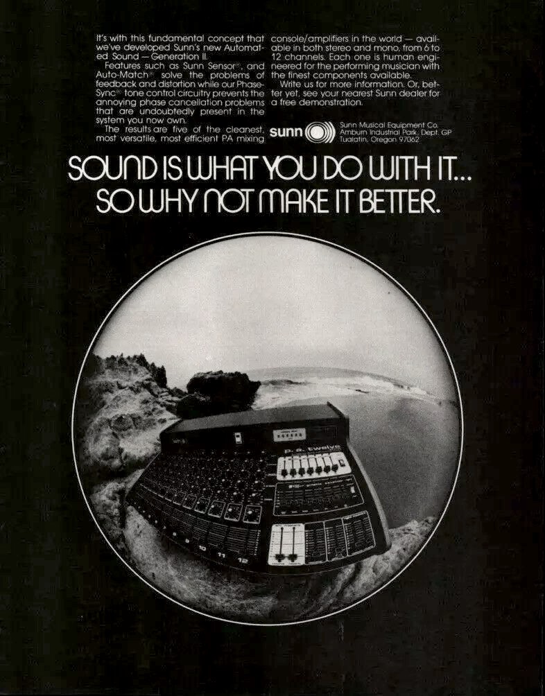 Vintage Sunn Amp Print Advertising