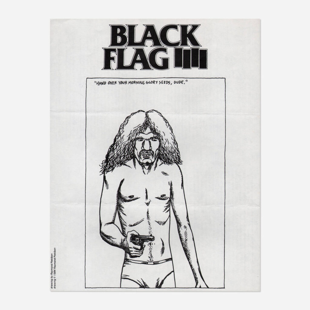 Flyers and art from the 80s California hardcore punk scene by illustrator and frequent Black Flag collaborator Raymond Pettibon