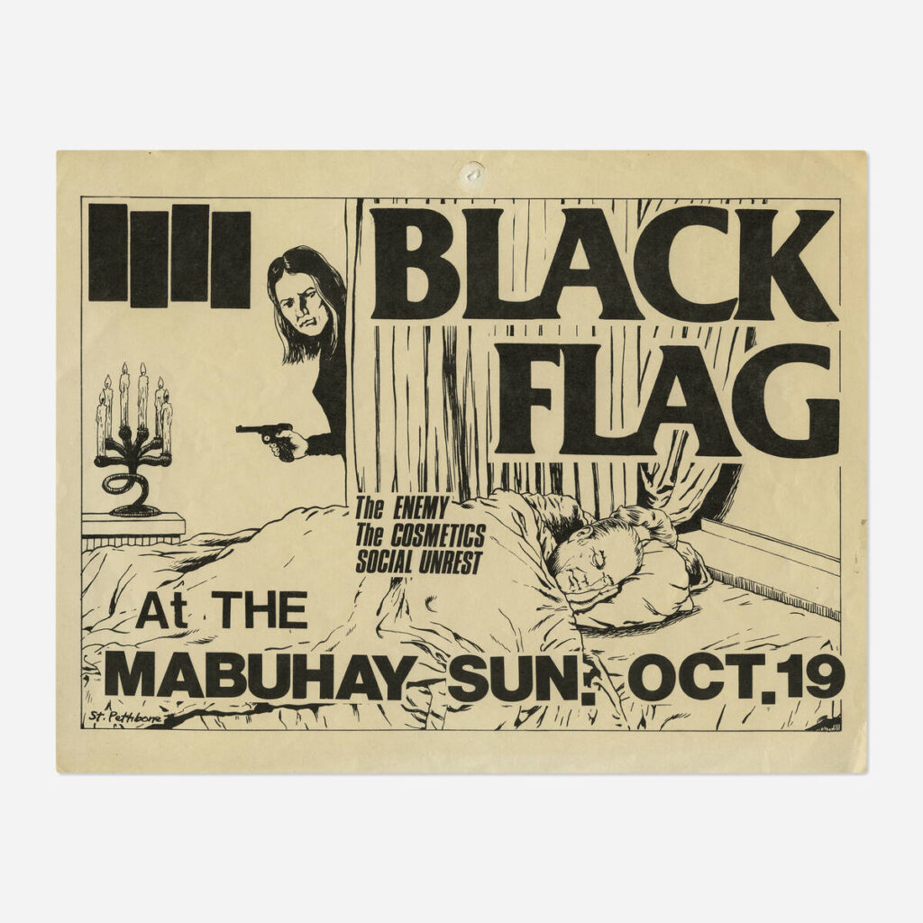 Flyers and art from the 80s California hardcore punk scene by illustrator and frequent Black Flag collaborator Raymond Pettibon