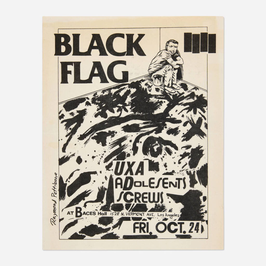 Flyers and art from the 80s California hardcore punk scene by illustrator and frequent Black Flag collaborator Raymond Pettibon