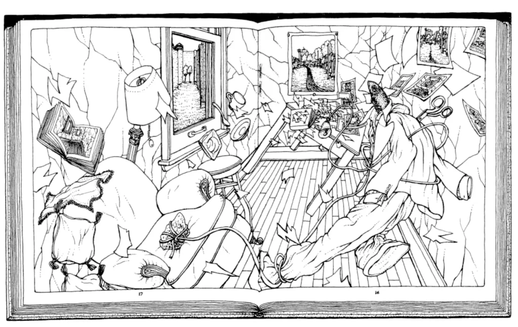 Avant-garde graphic novel The Cage by Canadian artist Martin Vaughn-James