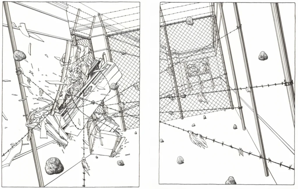 Avant-garde graphic novel The Cage by Canadian artist Martin Vaughn-James