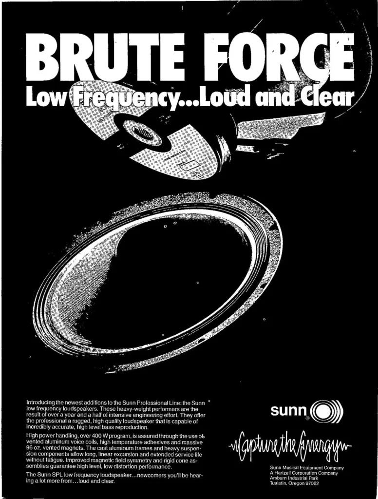 Retro print advertising for Sunn Amps