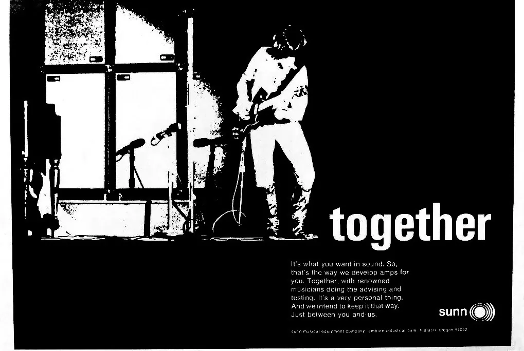 Retro print advertising for Sunn Amps