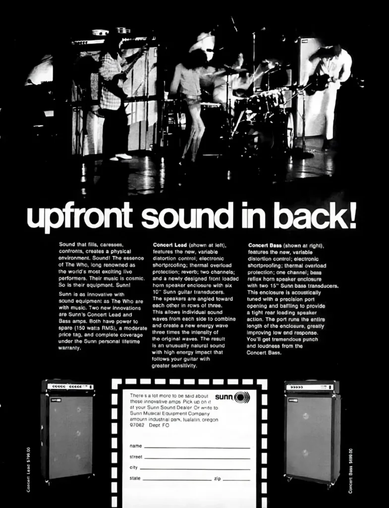 Retro print advertising for Sunn Amps