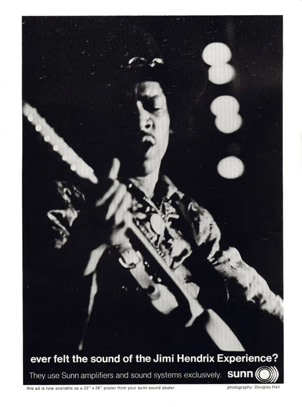 Retro print advertising for Sunn Amps