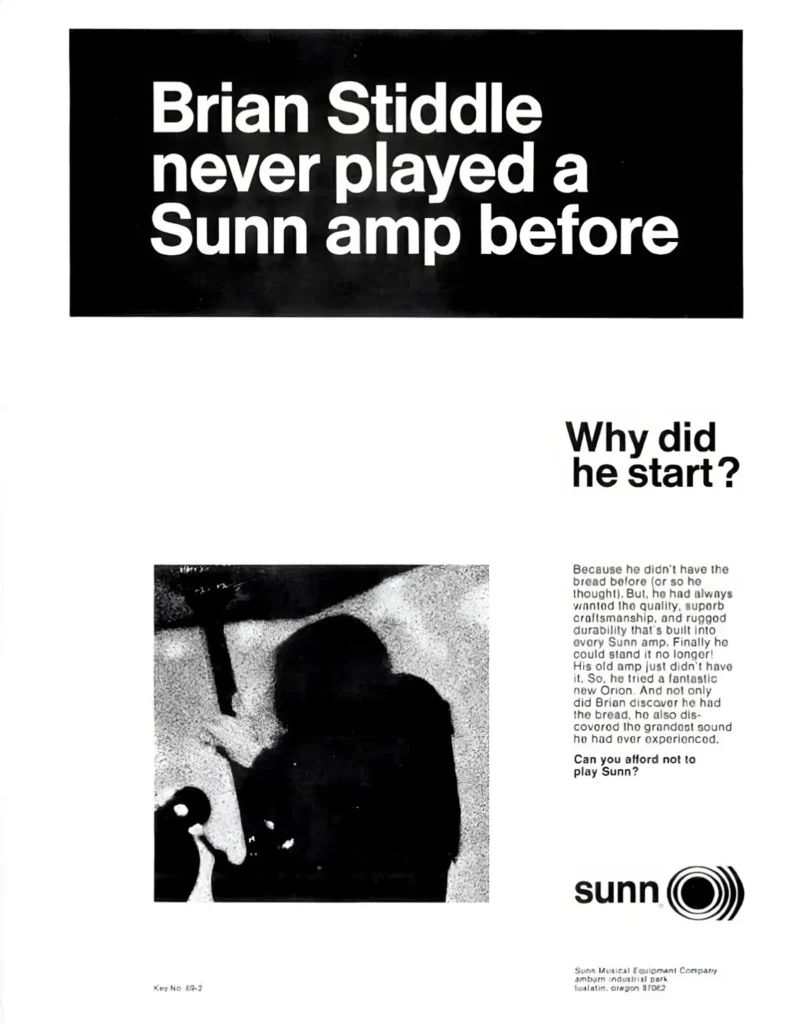 Retro print advertising for Sunn Amps