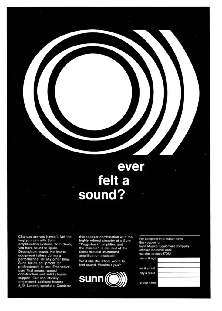 Retro print advertising for Sunn Amps