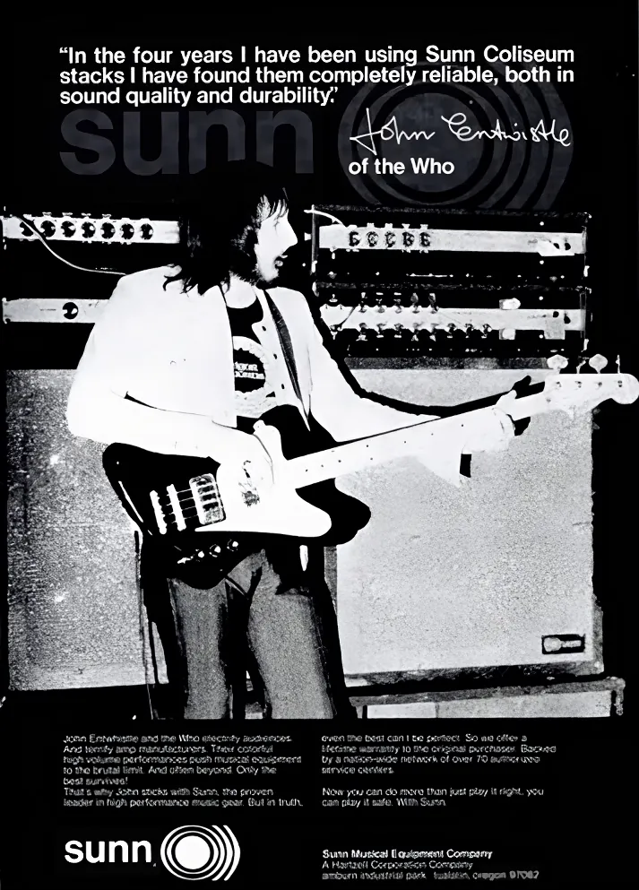 Retro print advertising for Sunn Amps
