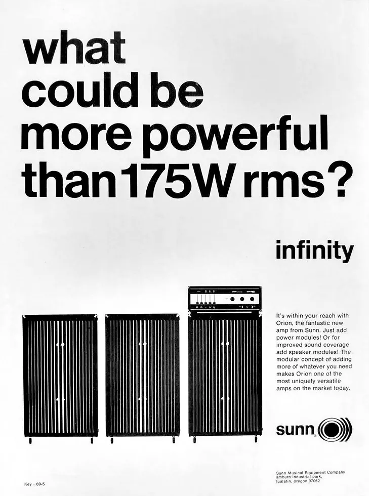 Retro print advertising for Sunn Amps