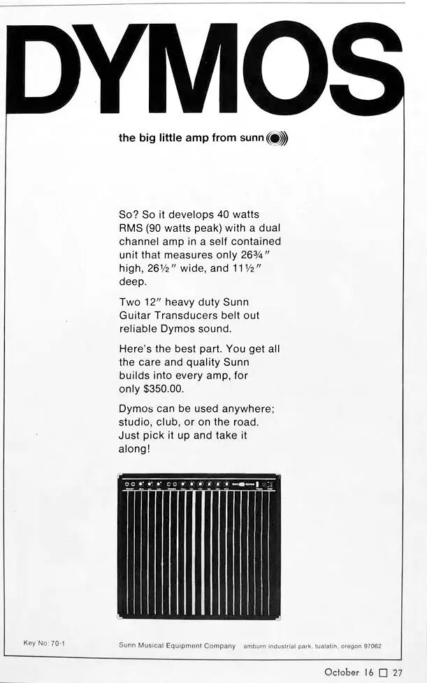 Retro print advertising for Sunn Amps