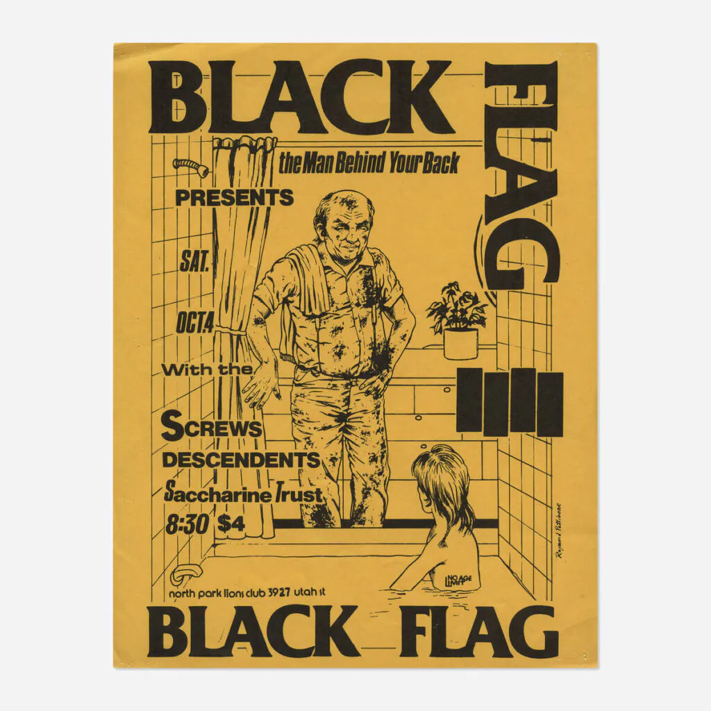 Flyers and art from the 80s California hardcore punk scene by illustrator and Black Flag collaborator Raymond Pettibon