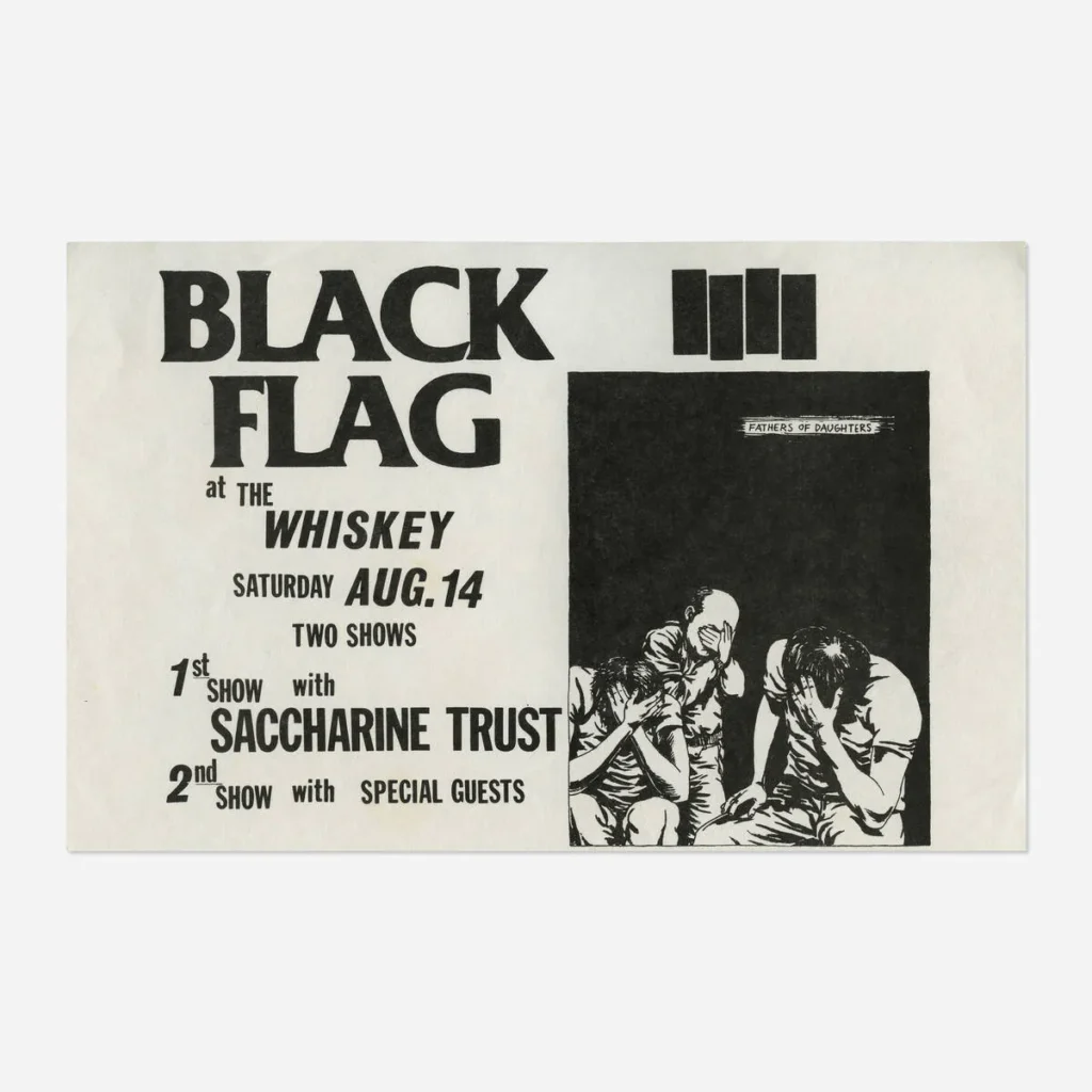 Flyers and art from the 80s California hardcore punk scene by illustrator and Black Flag collaborator Raymond Pettibon