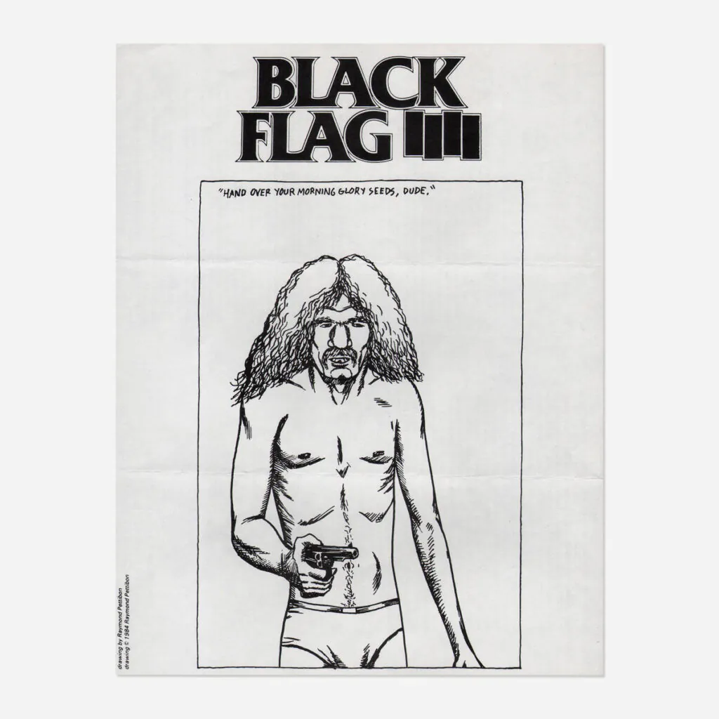 Flyers and art from the 80s California hardcore punk scene by illustrator and Black Flag collaborator Raymond Pettibon