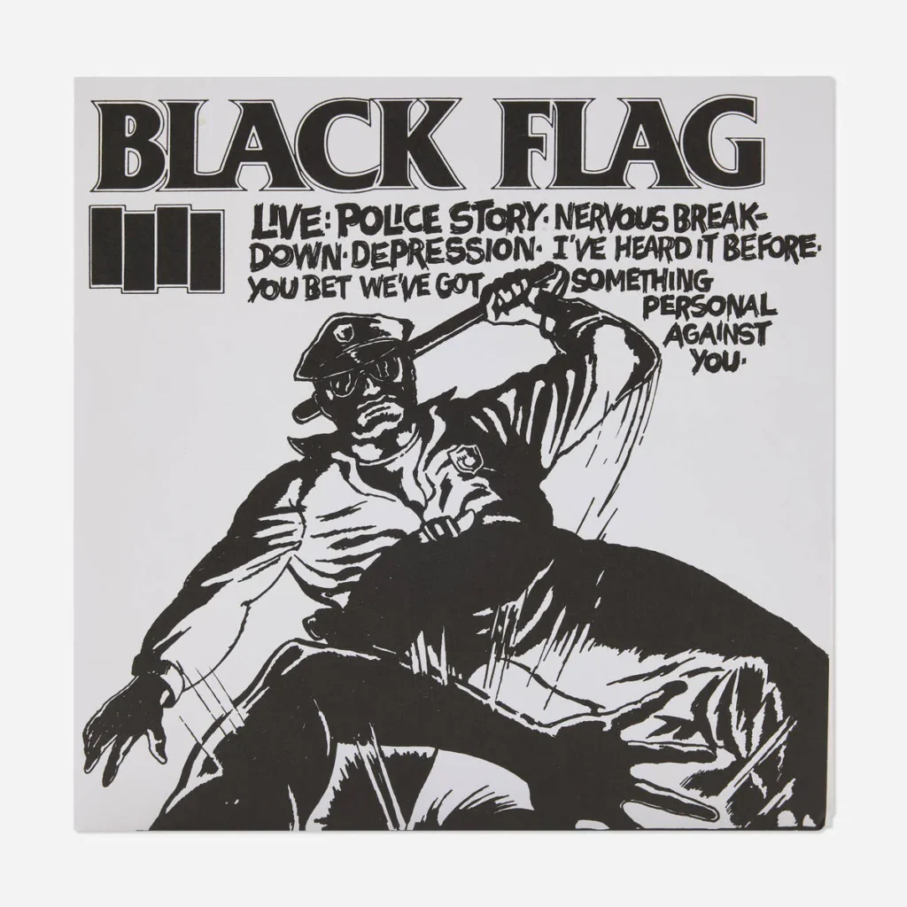Flyers and art from the 80s California hardcore punk scene by illustrator and Black Flag collaborator Raymond Pettibon