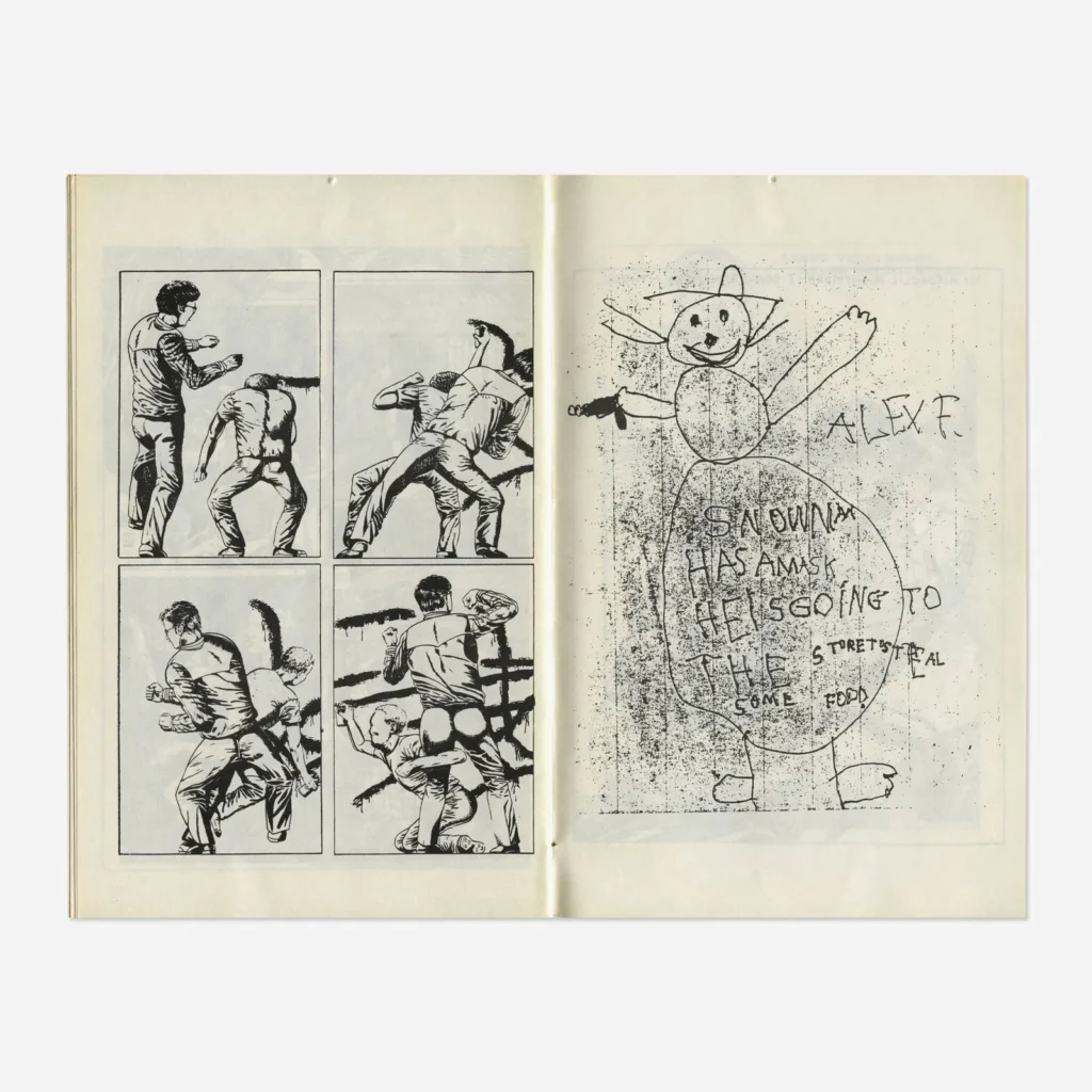 Flyers and art from the 80s California hardcore punk scene by illustrator and Black Flag collaborator Raymond Pettibon