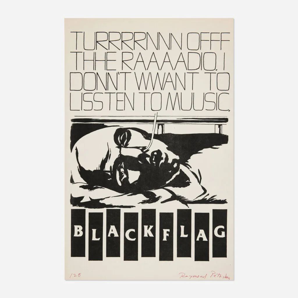 Flyers and art from the 80s California hardcore punk scene by illustrator and Black Flag collaborator Raymond Pettibon