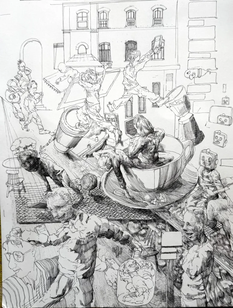 UK East London Artist Louis Pohl Koseda Surreal Realist Drawings