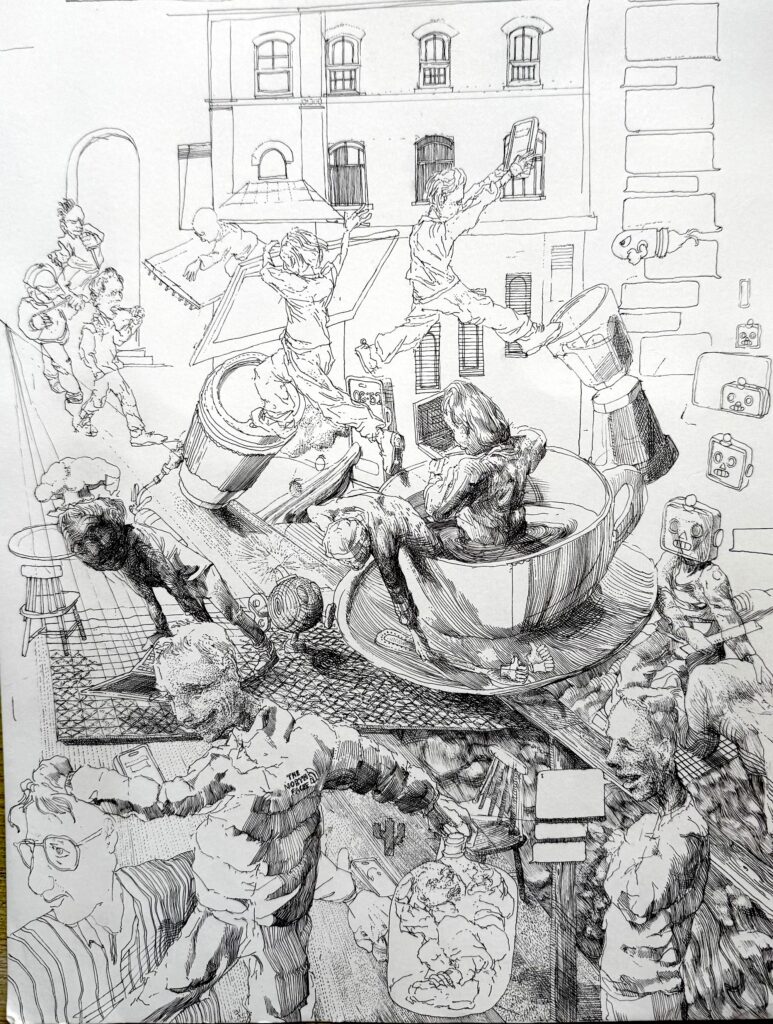 UK East London Artist Louis Pohl Koseda Surreal Realist Drawings