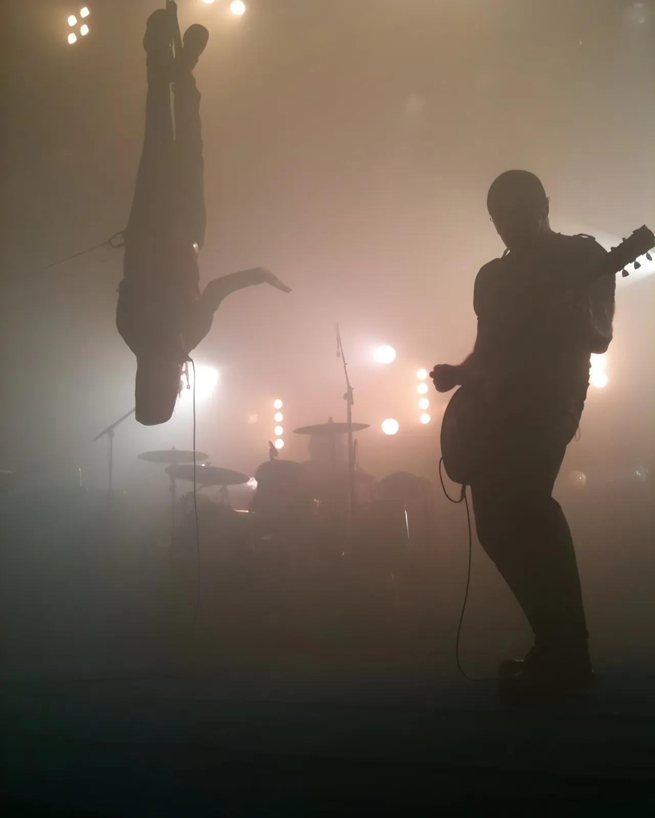 Peter Murphy performing upside-down with Nine Inch Nails