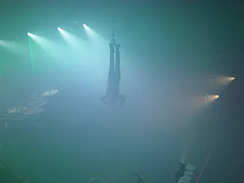 Peter Murphy performing upside-down with Nine Inch Nails