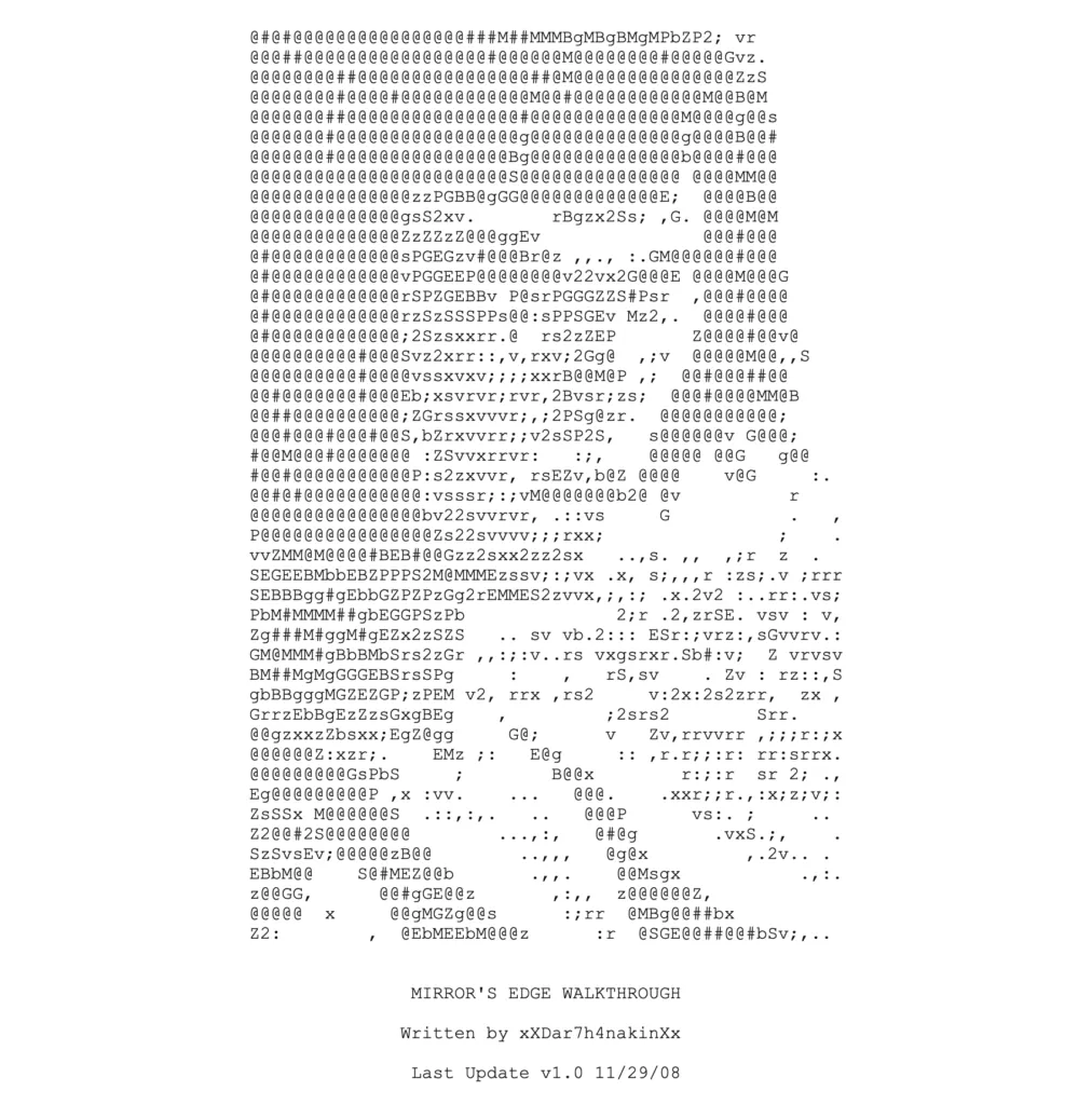 Video game guide ASCII art