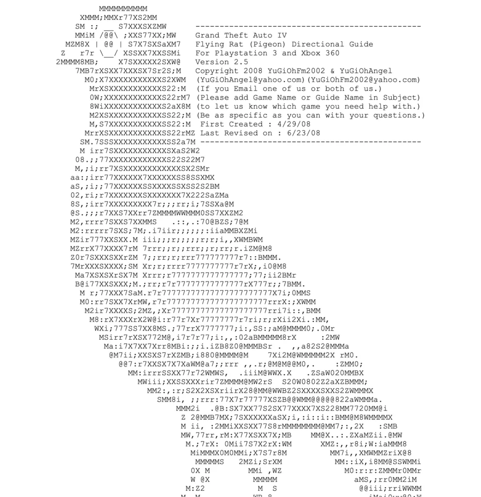 Video game guide ASCII art