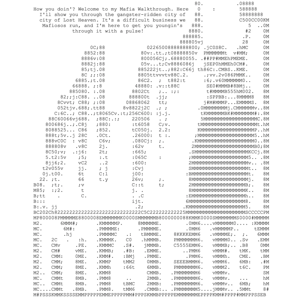 Video game guide ASCII art