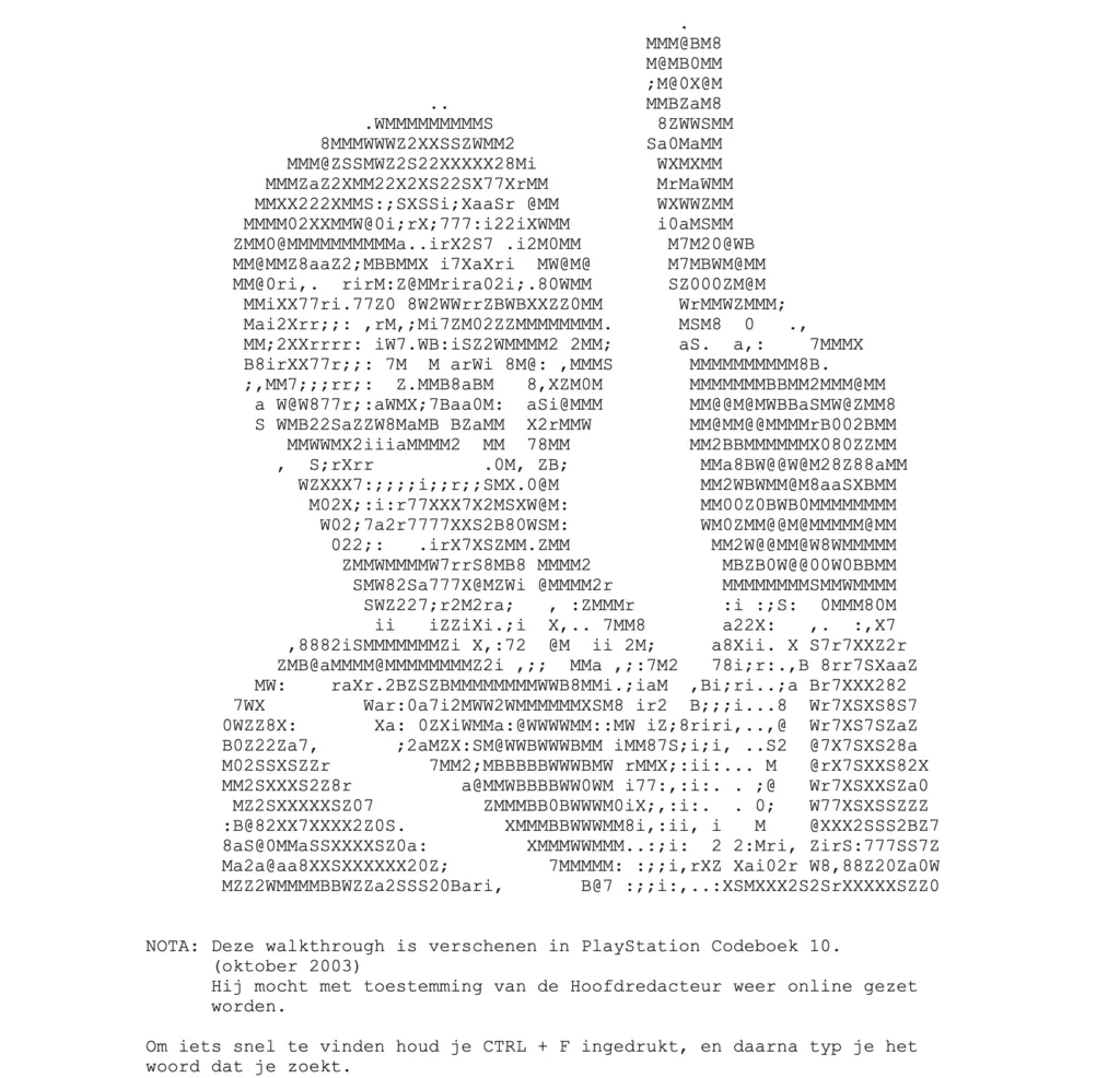 Video game guide ASCII art