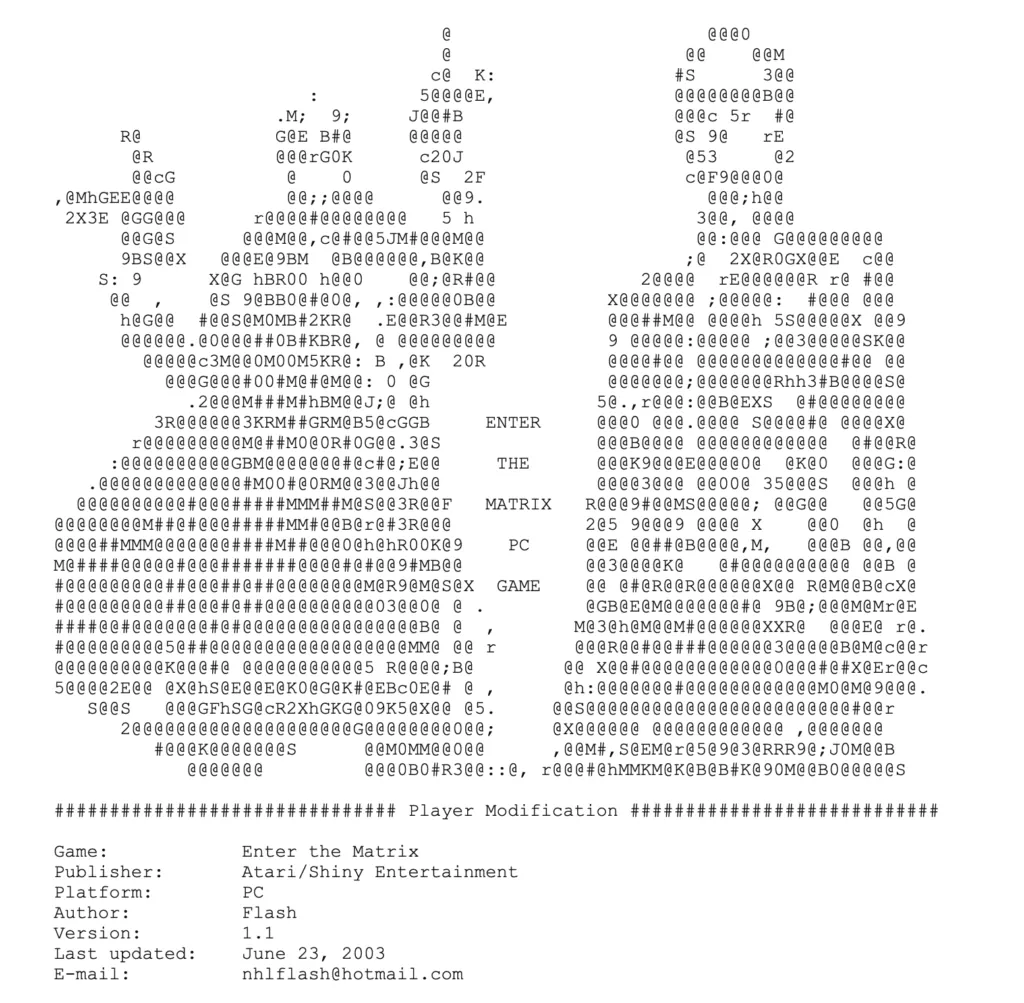 Video game guide ASCII art