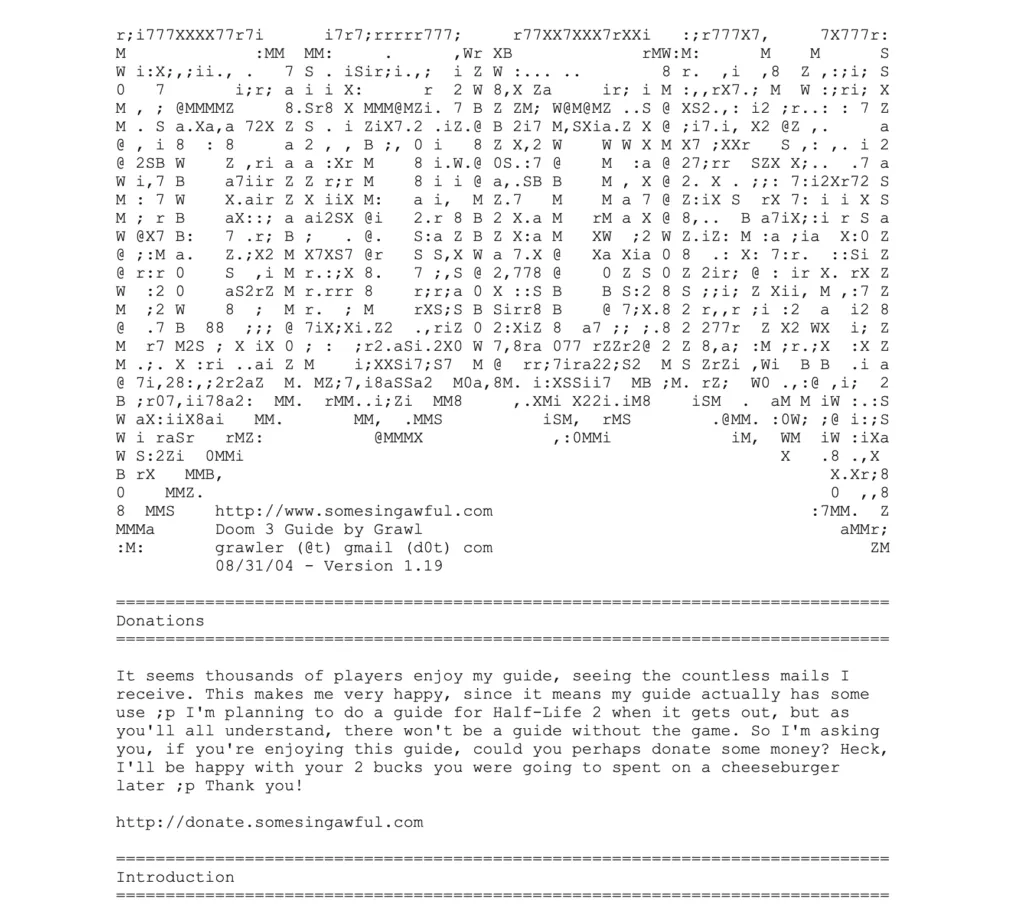 Video game guide ASCII art